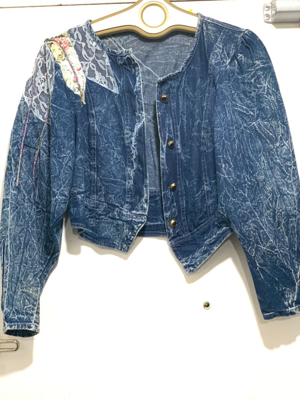 VINTAGE CARRELI CROPPED ACID WASH DENIM JACKETS SIZE S - Picture 6 of 10